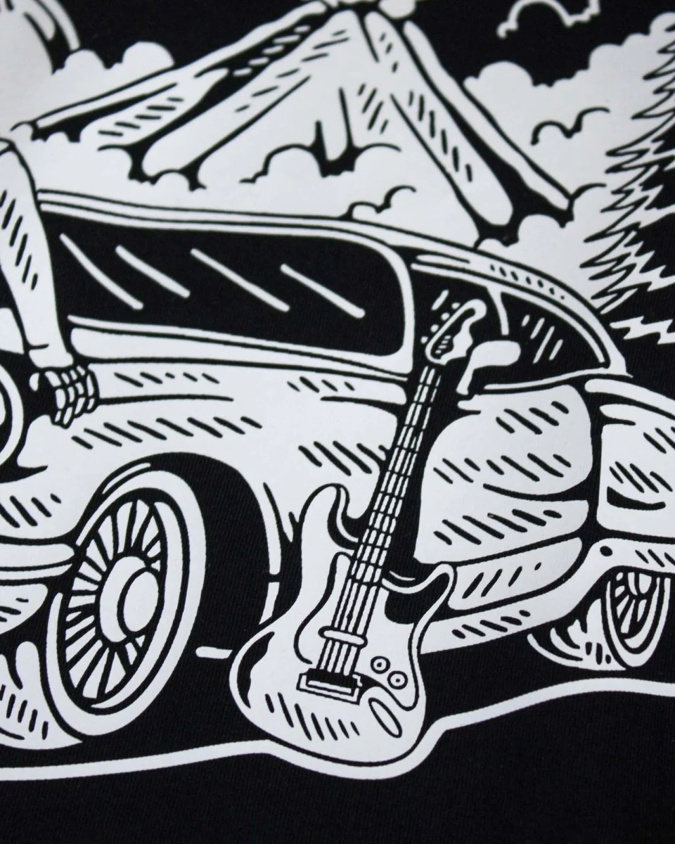 Coffee, Guitar & The Open Road Organic T-shirt Black - Image 6