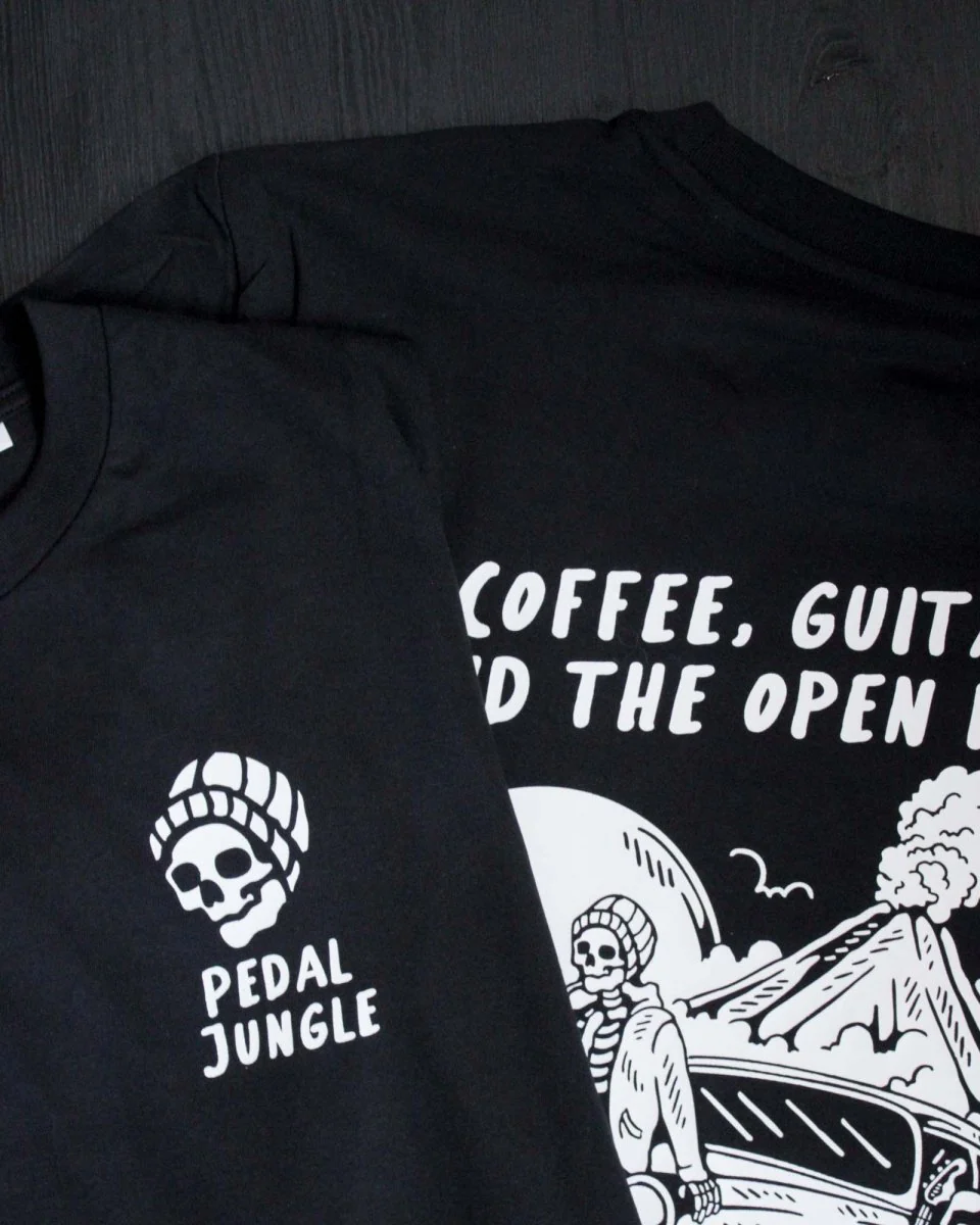 Coffee, Guitar & The Open Road Organic T-shirt Black - Image 7