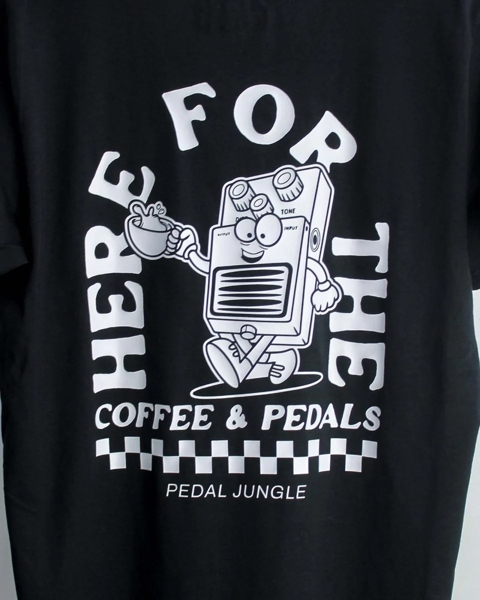 Here For The Coffee & Pedals Organic Vegan T-shirt Black - Image 3