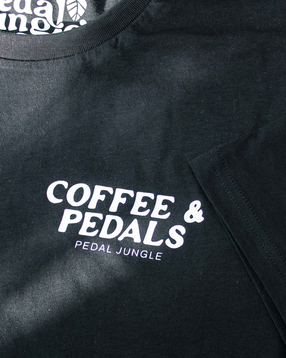 Here For The Coffee & Pedals Organic Vegan T-shirt Black - Image 4