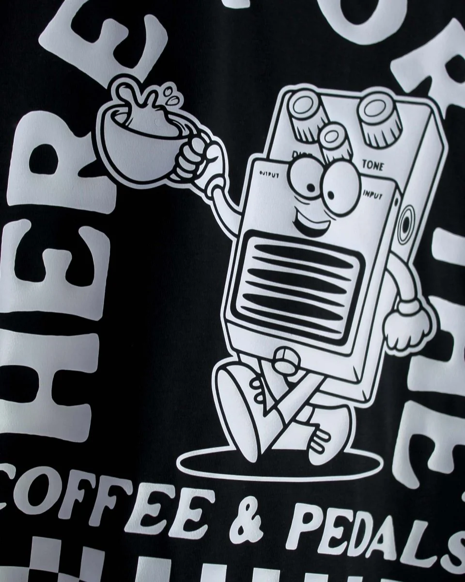 Here For The Coffee & Pedals Organic Vegan T-shirt Black - Image 5