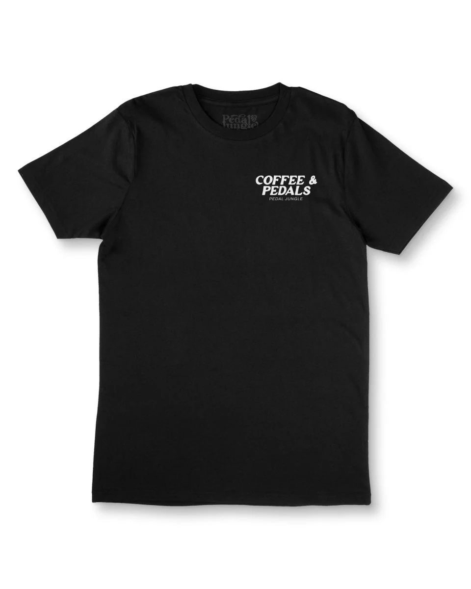 Here For The Coffee & Pedals Organic Vegan T-shirt Black - Image 6