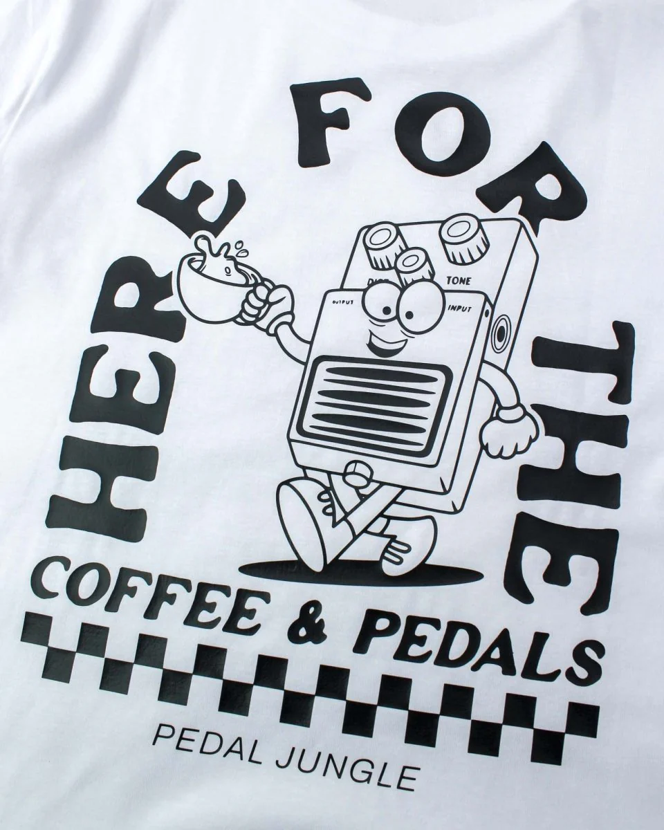 Here For The Coffee & Pedals Organic Vegan T-shirt White - Image 4