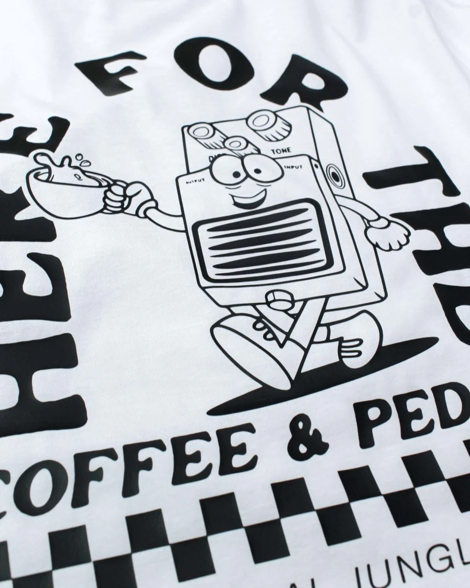 Here For The Coffee & Pedals Organic Vegan T-shirt White - Image 5