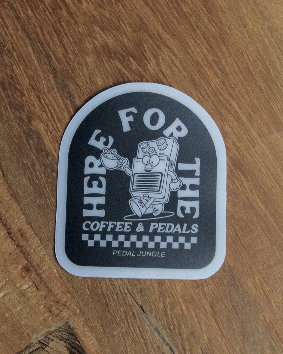 Here For The Coffee & Pedals Premium Vinyl Sticker - Image 3
