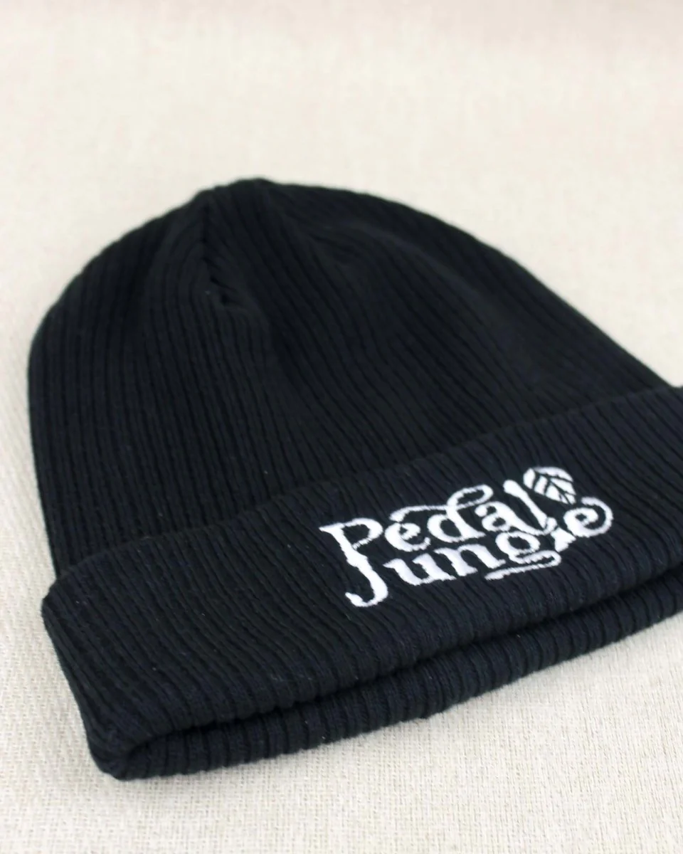 Pedal Jungle Embroidered Logo Organic Cotton Cuffed Beanie Black - Image 4