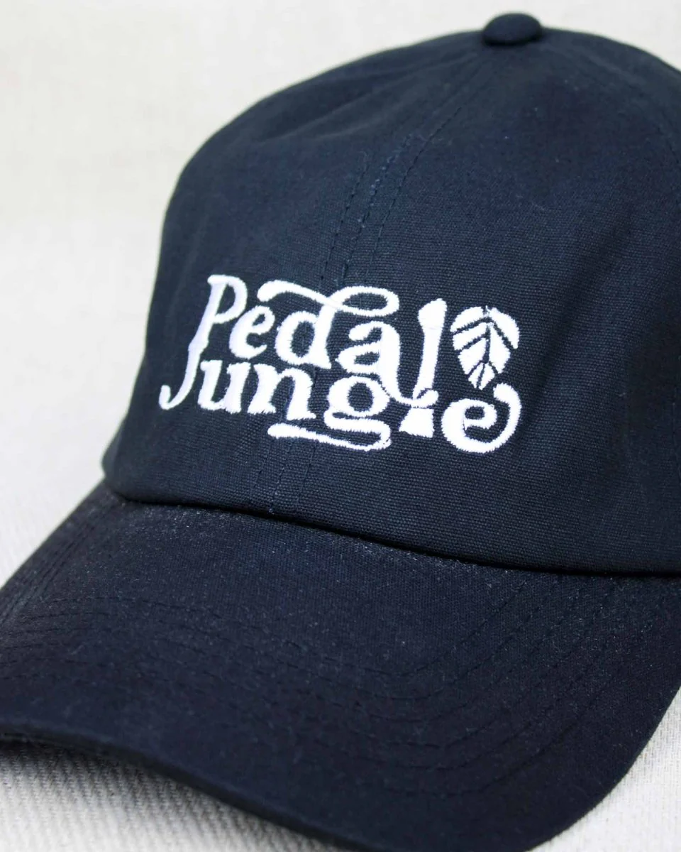 Pedal Jungle Organic Cotton Embroidered 6 Panel Cap Black - Image 2