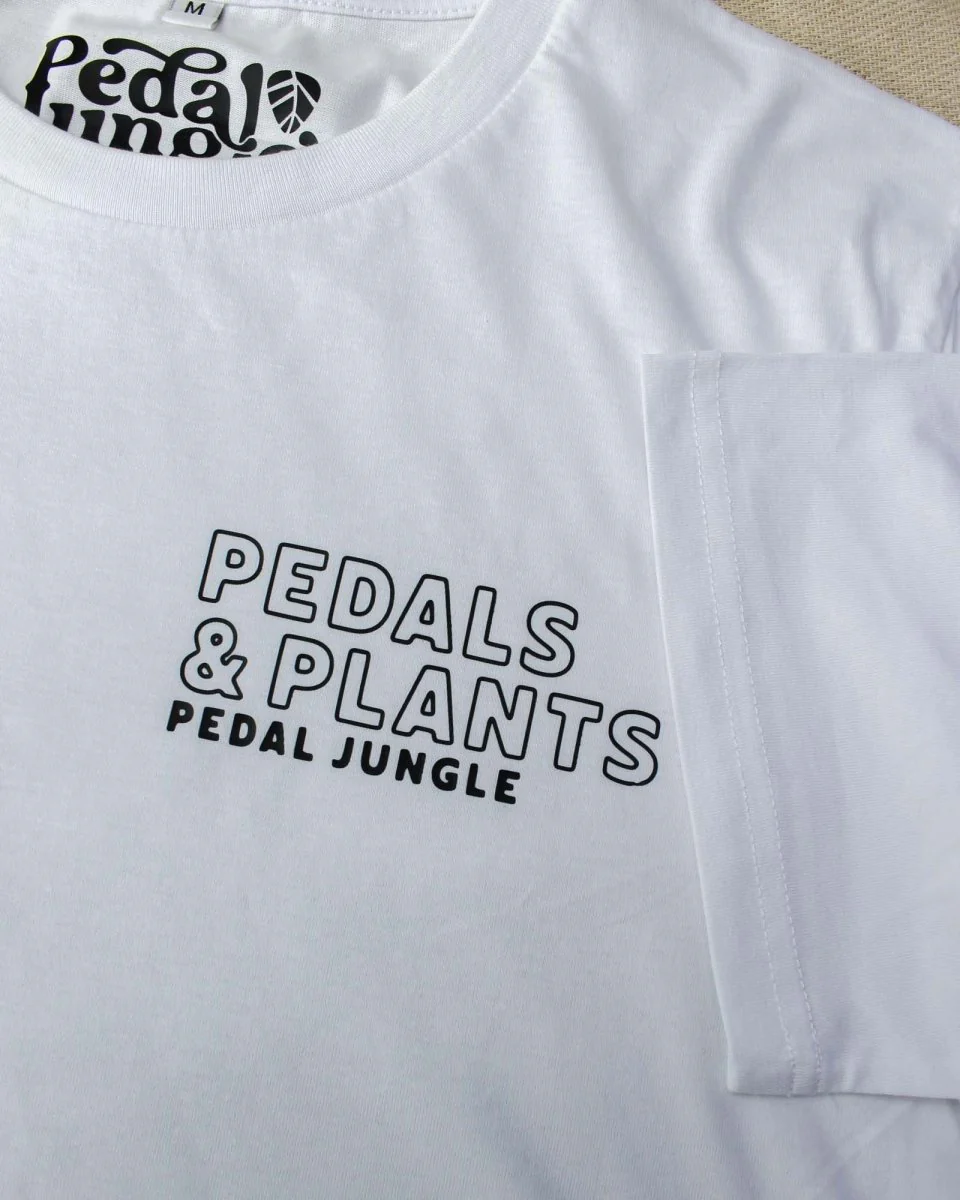 Pedals & Plants Are My Therapy Organic Vegan T-shirt White - Image 3