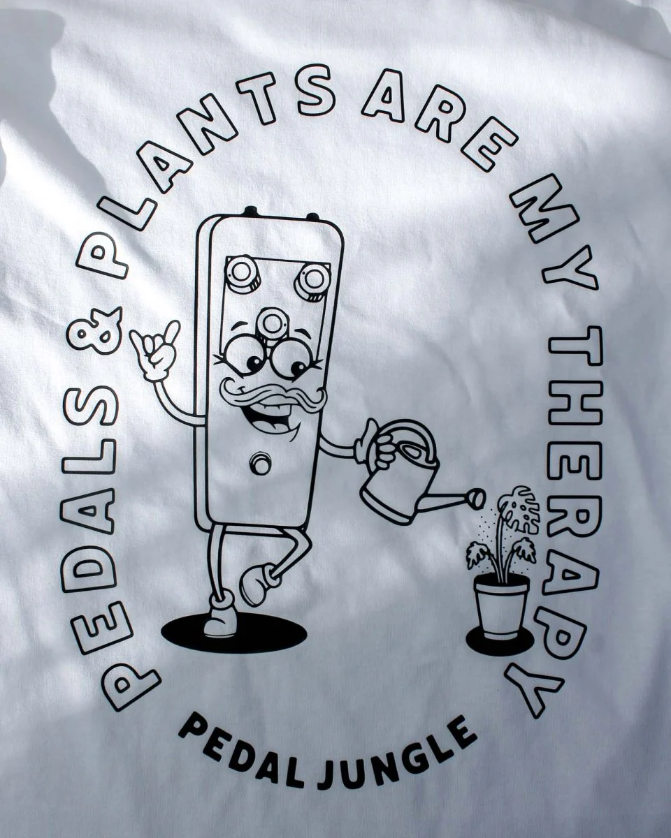 Pedals & Plants Are My Therapy Organic Vegan T-shirt White - Image 4