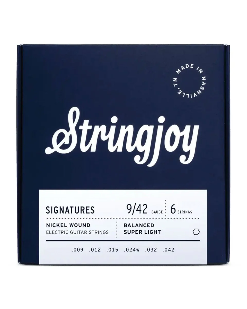 Stringjoy Signatures Nickel Wound Electric Guitar Strings Balanced Super Light Gauge (9-42)